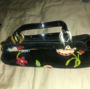 Black velvet small handbag